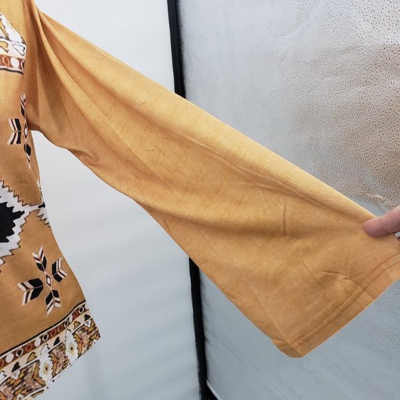 MONTANA WEST Western Aztec Long Sleeve T Shirt Serape Print V Neck  M-XXX NWT - Picture 4 of 7